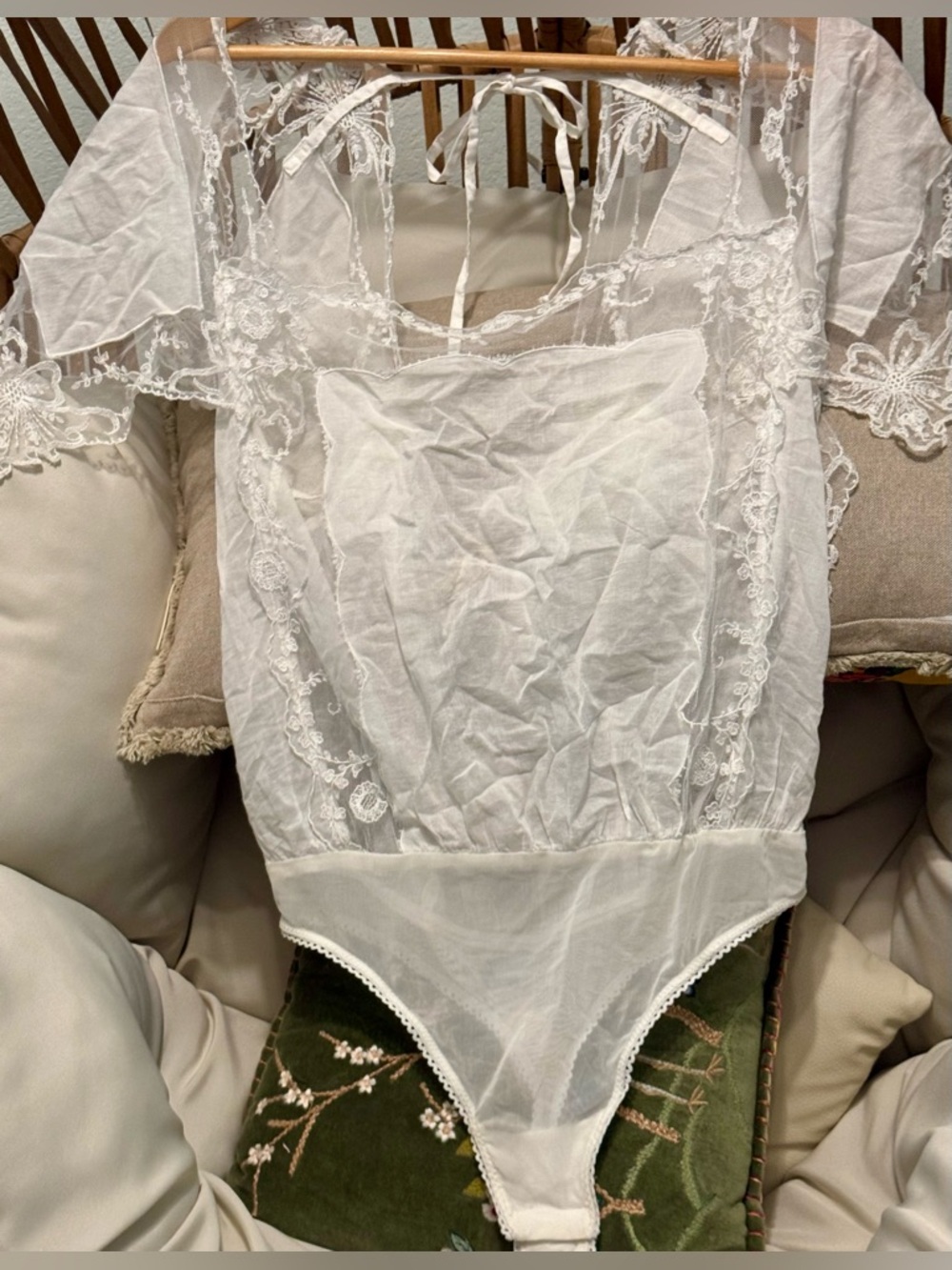 NWT Free People Intimately Bali Honeydew Bodysuit | Optic White | Lace | Medium - Picture 11 of 16